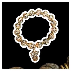 Abalone Shell Beaded Bracelet With Bow Charm